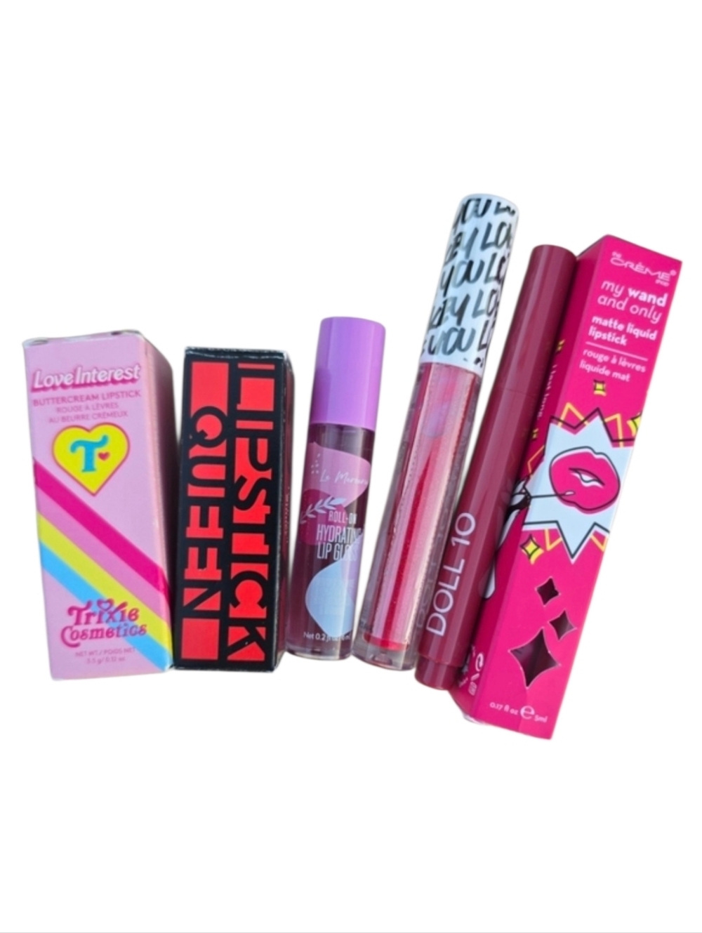 Trixxi Lipstick & Lip Gloss Mix in Pink and Red Shades